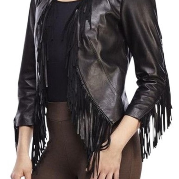 Nwt! Rebecca Mink Off Fringed Ace Jacket Lambskin Leather Xs!